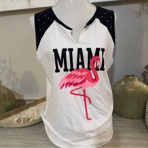 NWT Victoria's Secret Miami Flamingo Tank Top - White and Black